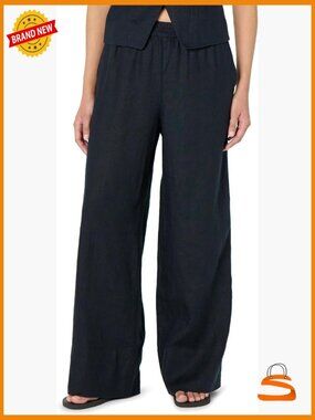 Linen Wide Leg Pull On Pant High Rise Loose Fit Palazzo
